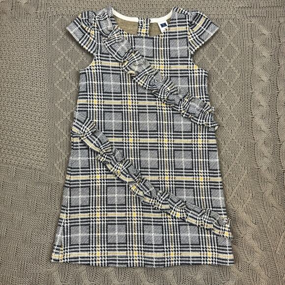 Janie and Jack Plaid Kids Dress with Ruffle Detail & Capped Sleeves ~ 3 - Picture 1 of 12